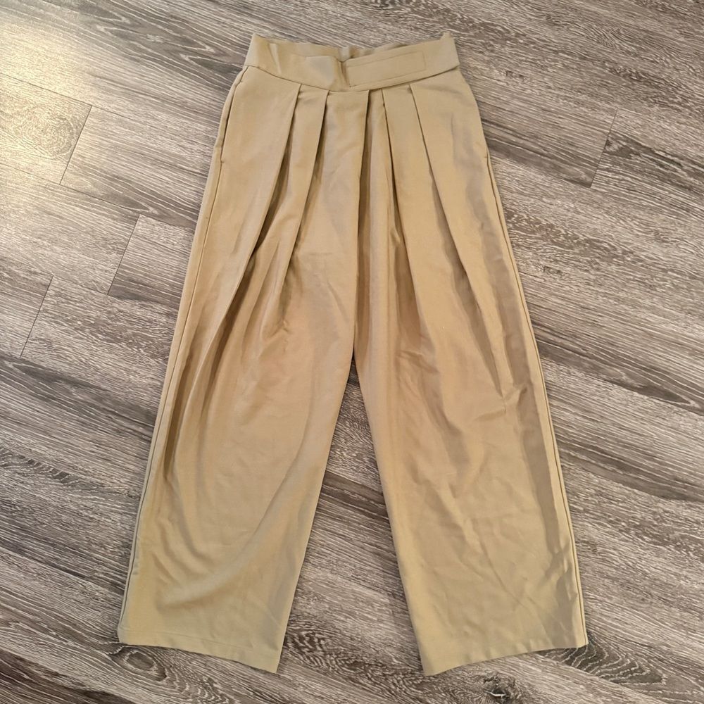 Fibflx Loose Pleated Wide-Leg Pants with Hook And Loop Fastener